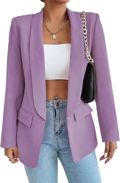 NYC Style Fuschia Pink Business Chic Sleeve Lapel Blazer - ZyraLux