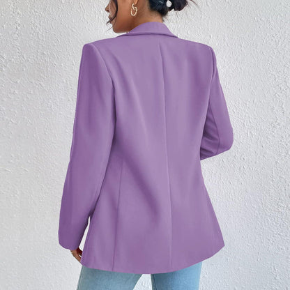 NYC Style Fuschia Pink Business Chic Sleeve Lapel Blazer - ZyraLux