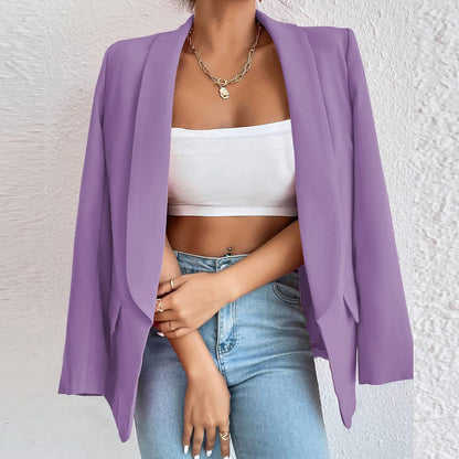 NYC Style Lavender Purple Business Chic Sleeve Lapel Blazer - ZyraLux