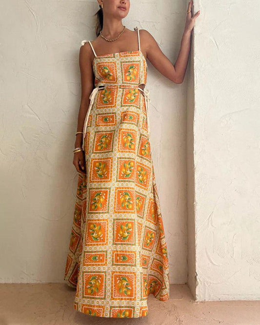 Golden Harvest Sundress | Yellow | Bohemian Elegance | Cotton - ZyraLux Kleding en accessoires