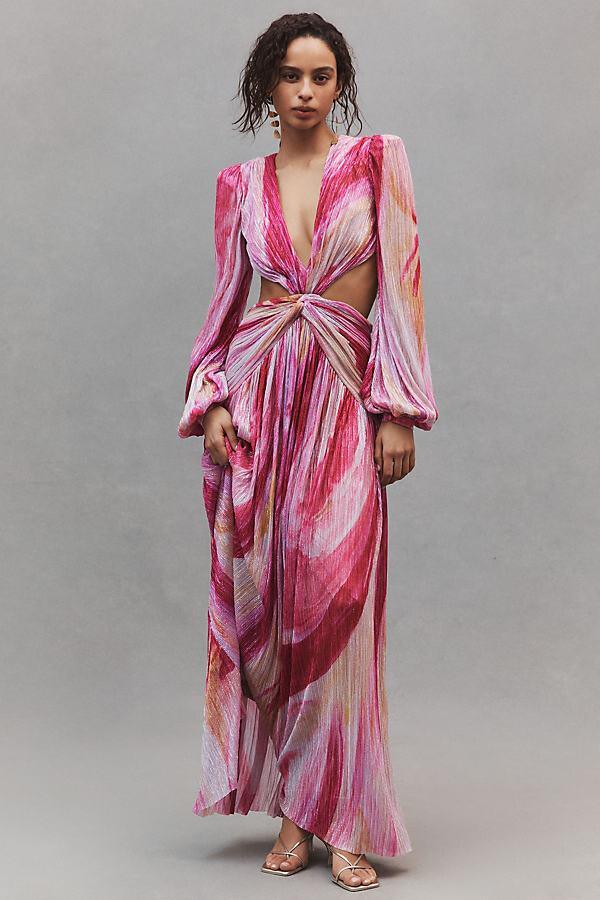 Aurora Metallic Maxi Dress | Pink | Evening | Polyester - ZyraLux Kleding en accessoires