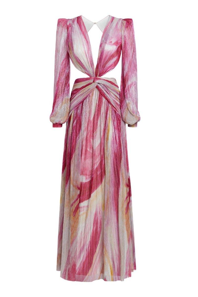 Aurora Metallic Maxi Dress | Pink | Evening | Polyester - ZyraLux Kleding en accessoires