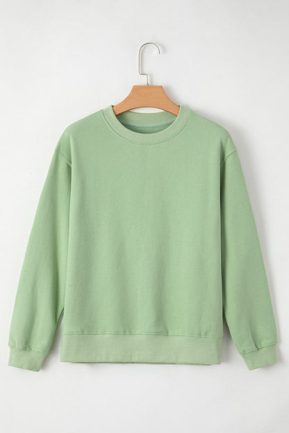 Gezellige Smoke Green Fleece-gevoerde Drop Shoulder Terry Sweatshirt