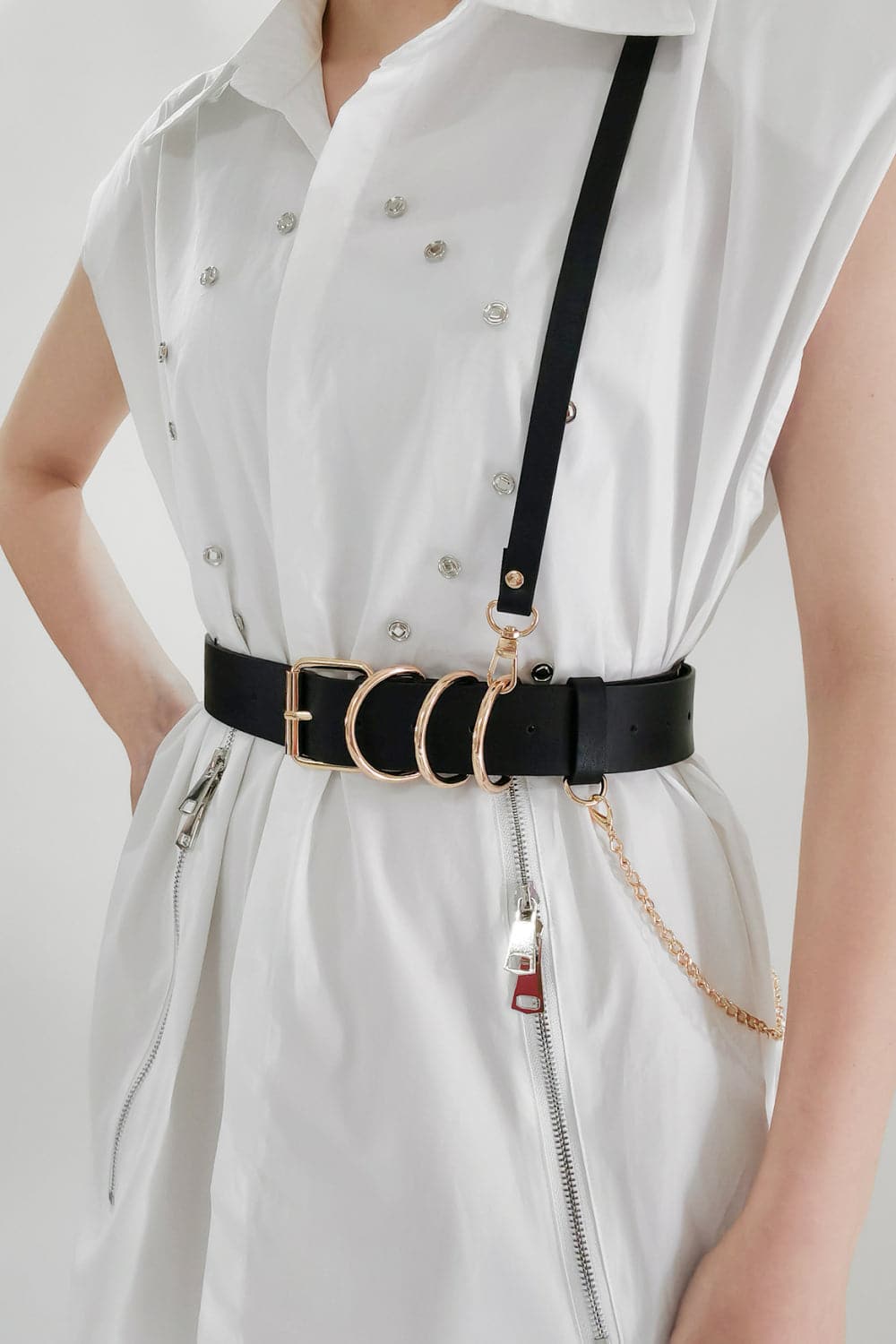 Edgy Punk-geïnspireerde PU-leren riem