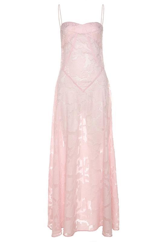 Jacquard A-Line Maxi Slip Dress | Pink | Evening Gala | Jacquard - ZyraLux Kleding en accessoires