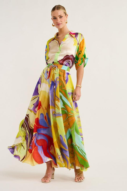 Radiant Flow Maxi Dress | Yellow | Resort Wear | Satin Blend - ZyraLux Kleding en accessoires