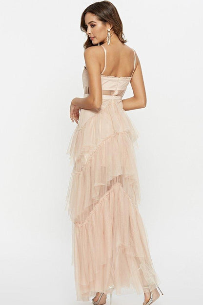 Ethereal Dream Corset Mesh Maxi Dress | Multicolor | Evening Glamour | Tulle Fabric - ZyraLux Kleding en accessoires