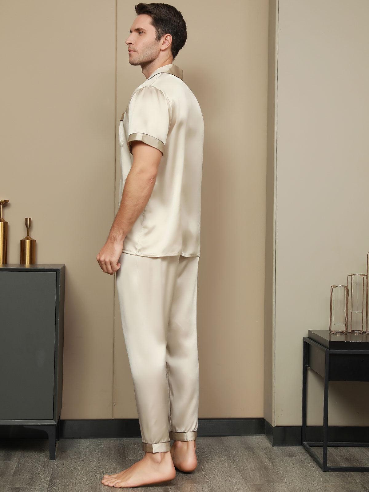 MAXIME - Silk Pajamas with Contrasting Trim - ZyraLux