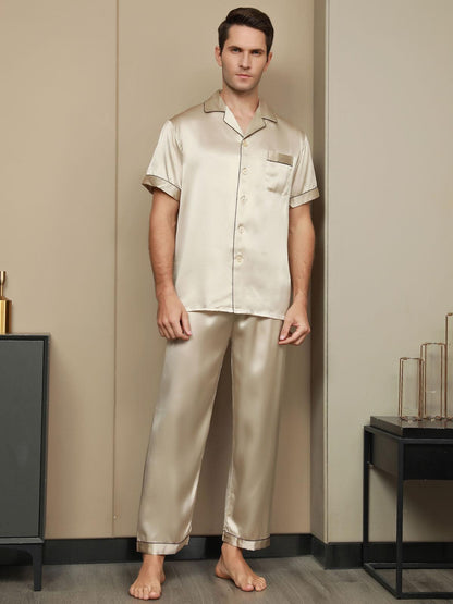 MAXIME - Silk Pajamas with Contrasting Trim - ZyraLux