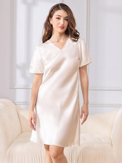 Charming Silk - Casual Silk Nightgown - ZyraLux Nightgown