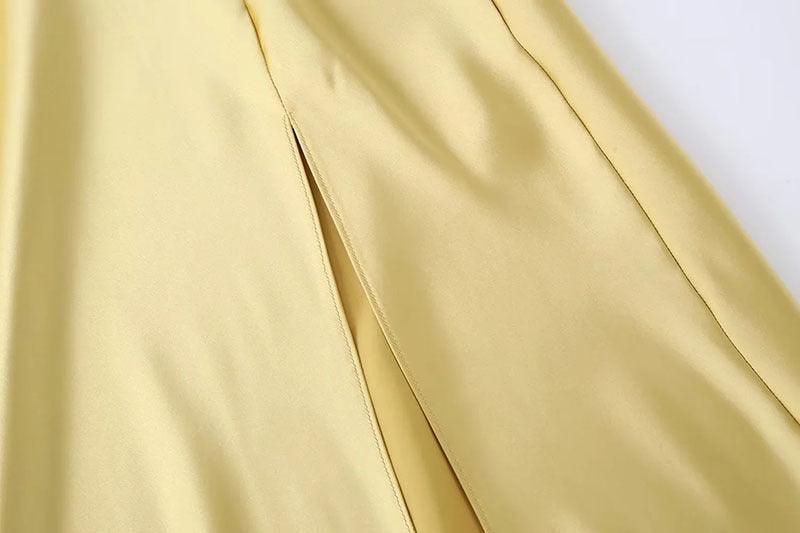 Asymmetrical One-Shoulder Slip Dress | Yellow | Modern Elegance | Satin - ZyraLux Kleding en accessoires