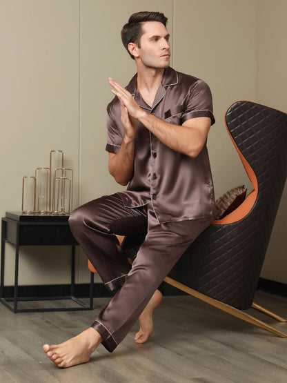 MAXIME - Silk Pajamas with Contrasting Trim - ZyraLux