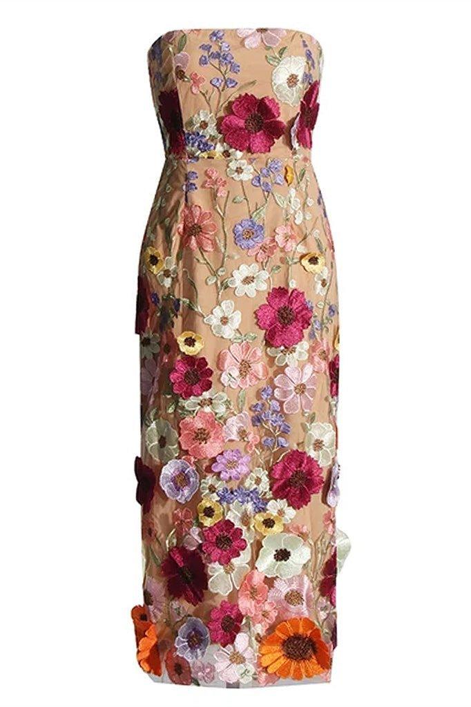 Belle Embroidered Floral Strapless Dress | Color Mix | Special Occasion | Tulle - ZyraLux Kleding en accessoires