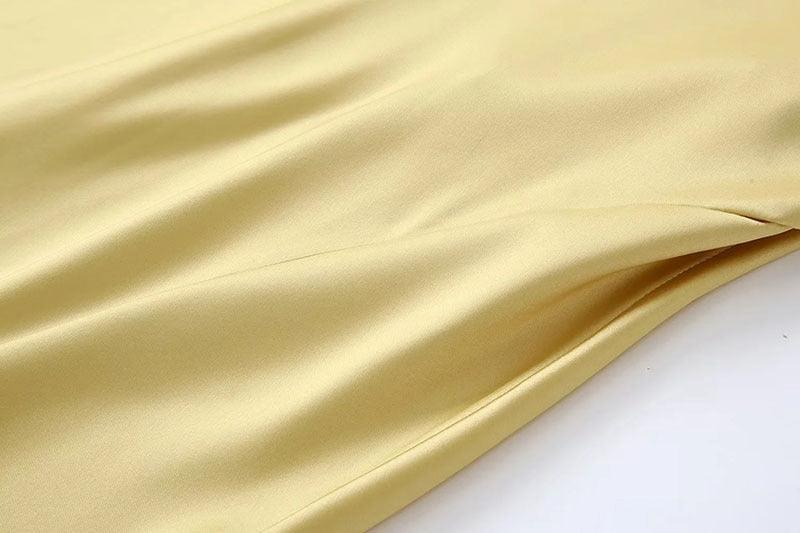 Asymmetrical One-Shoulder Slip Dress | Yellow | Modern Elegance | Satin - ZyraLux Kleding en accessoires