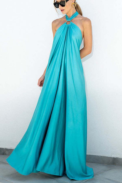 Elegant Halter Backless Gown | Multicolor | Evening Glamour | Satin - ZyraLux Kleding en accessoires