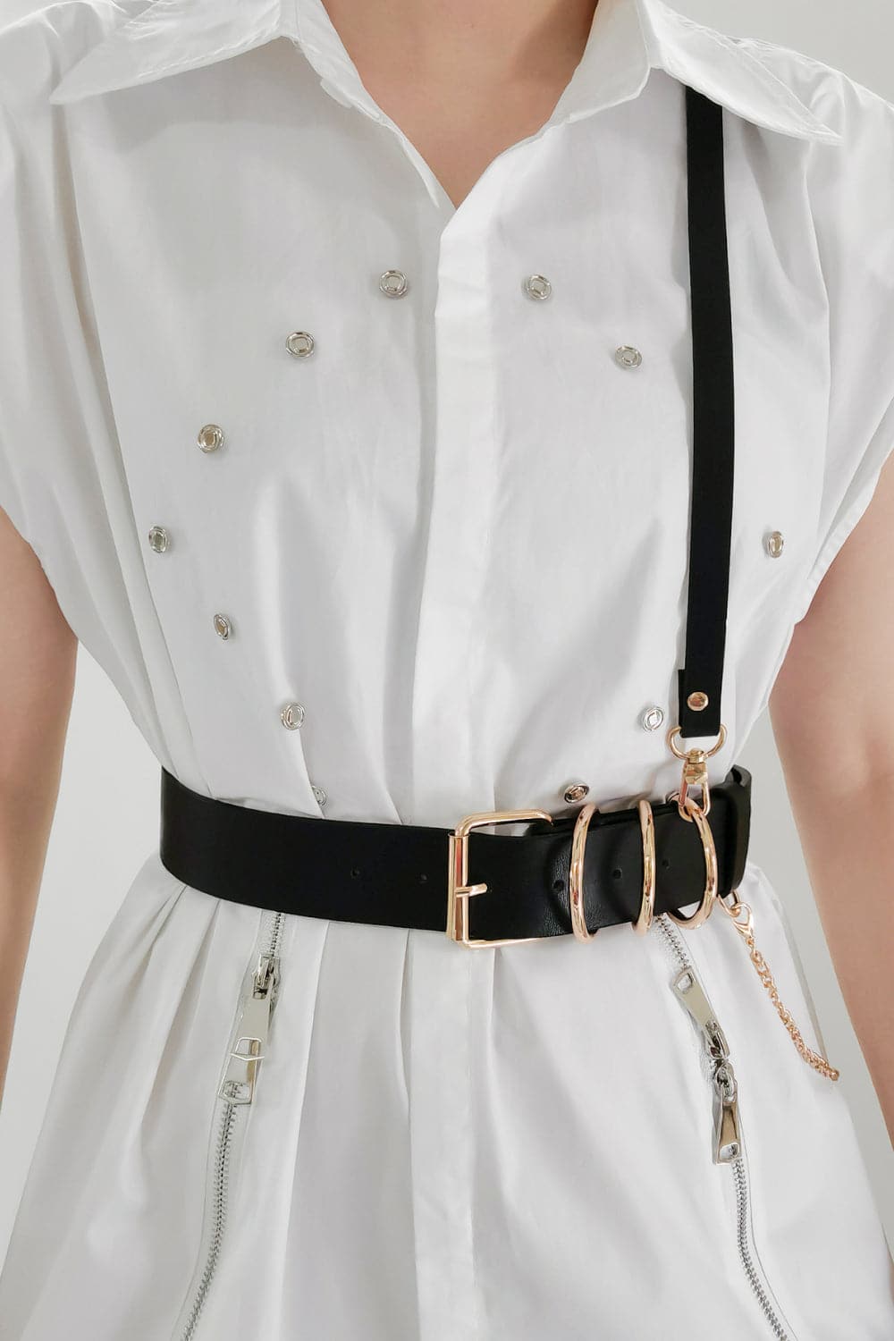 Edgy Punk-geïnspireerde PU-leren riem