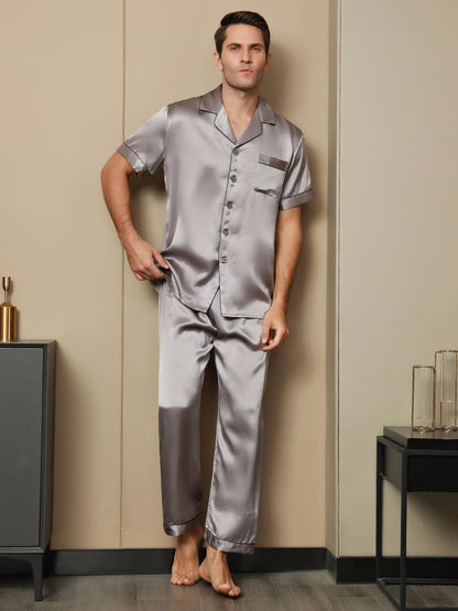 MAXIME - Silk Pajamas with Contrasting Trim - ZyraLux