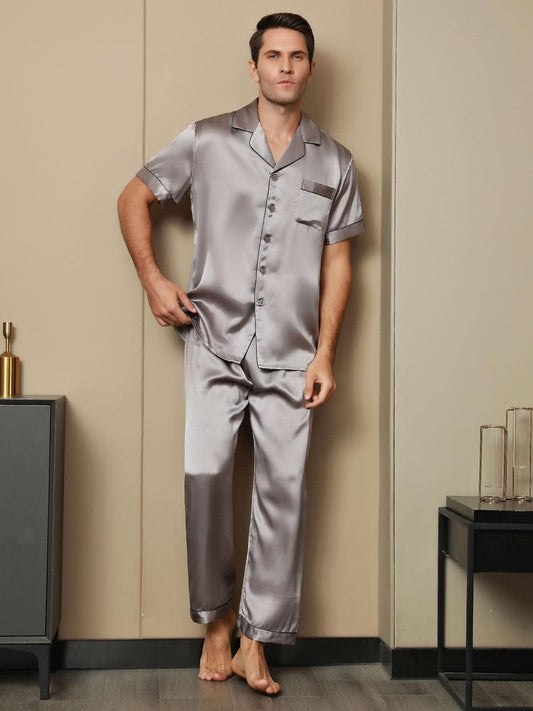 MAXIME - Silk Pajamas with Contrasting Trim - ZyraLux