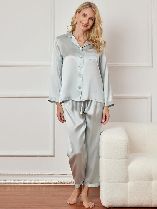 ELKE - Silk Pajama with Buttons for Women - ZyraLux Pyjama