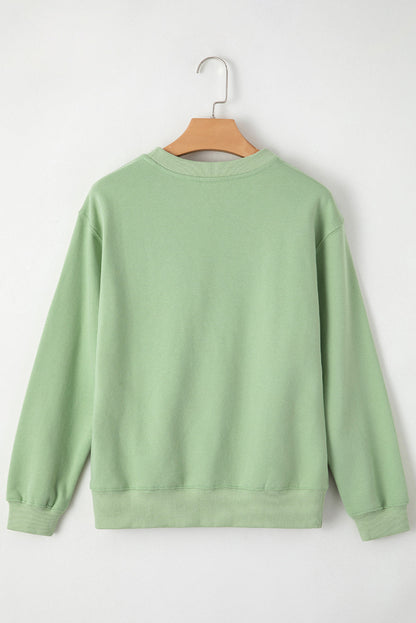 Gezellige Smoke Green Fleece-gevoerde Drop Shoulder Terry Sweatshirt