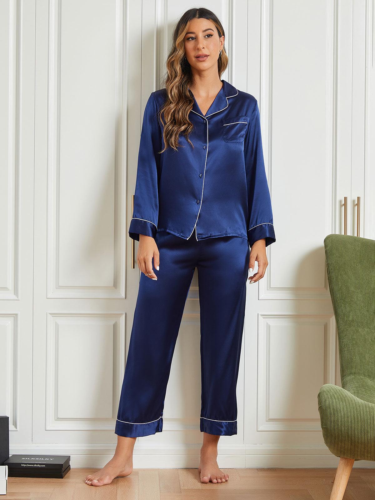 EVI - Pure Silk Long Sleeve Pajamas - ZyraLux Pyjama