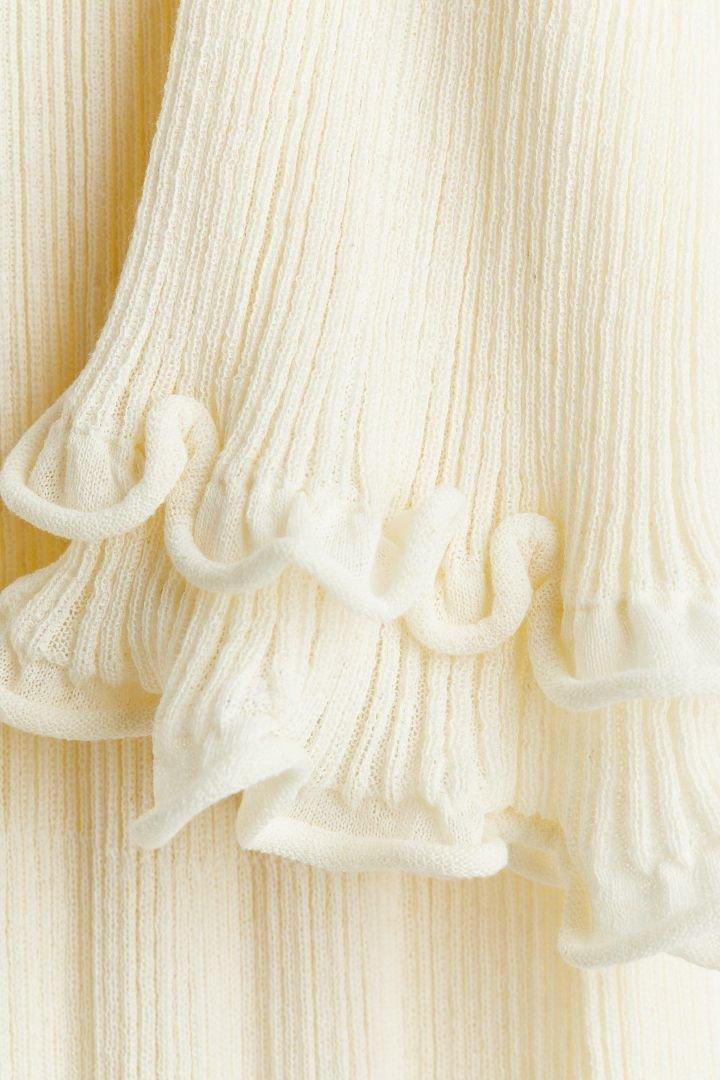 Ruffle Sleeve Knit Maxi Dress | Beige | Casual | Knit Fabric - ZyraLux Kleding en accessoires