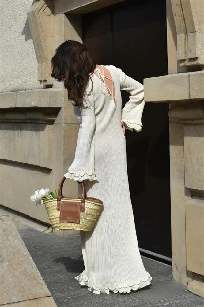 Ruffle Sleeve Knit Maxi Dress | Beige | Casual | Knit Fabric - ZyraLux Kleding en accessoires