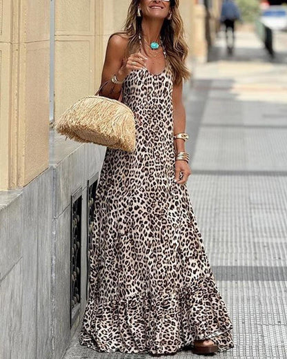 Leopard Print Maxi Dress | Leopard | Wild Elegance | Rayon Blend - ZyraLux Kleding en accessoires