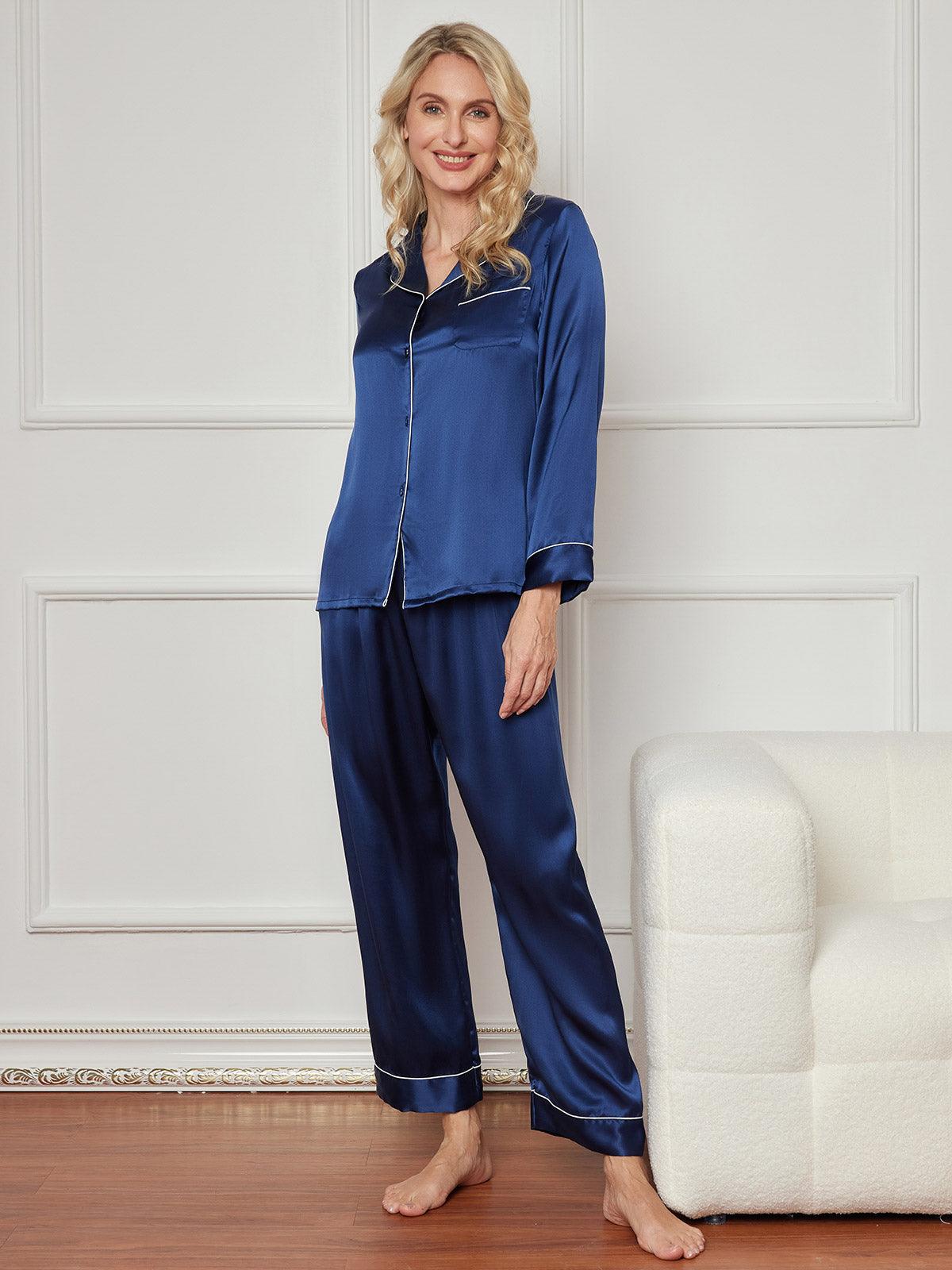 LILIANE - Long Silk Pajama Set - ZyraLux Pyjama