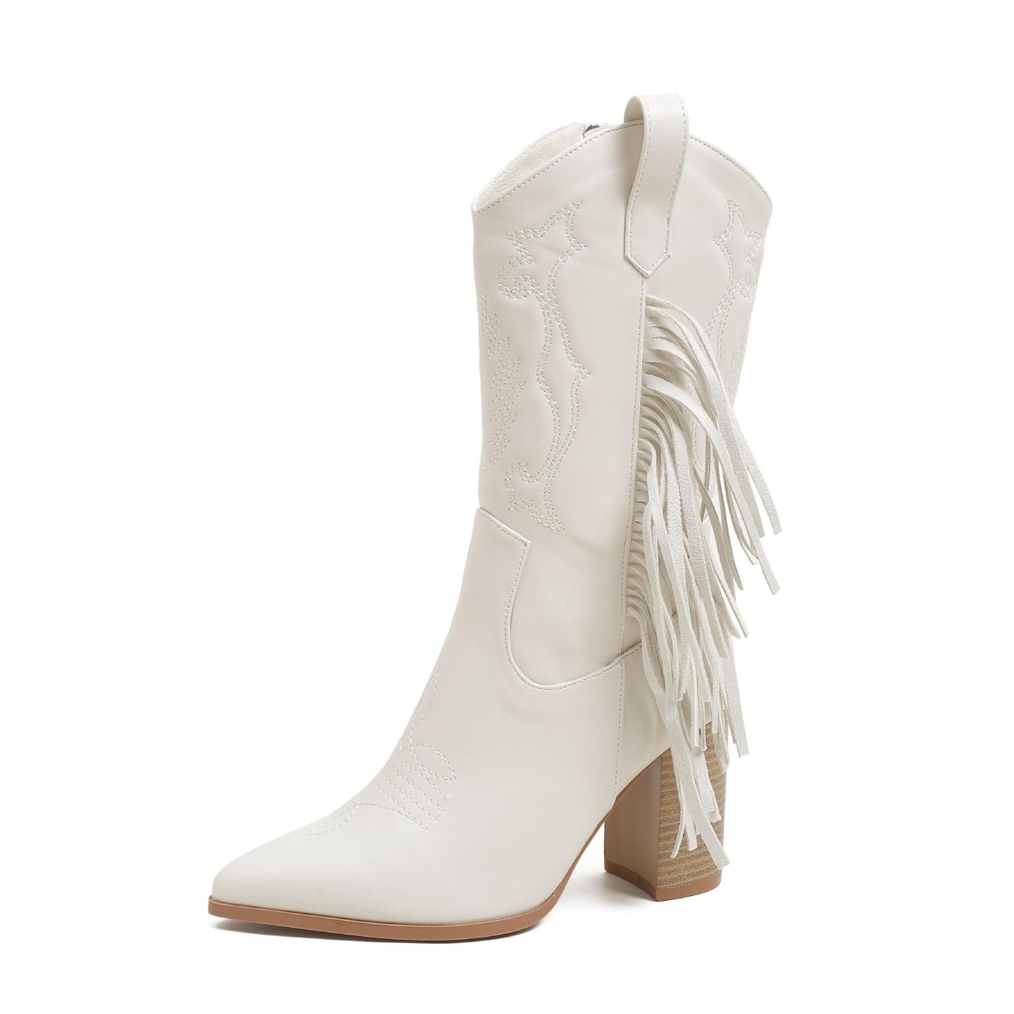 ZyraLux Dames Fringe Versierde Laarzen - Western Stijl - Modieus - Comfortabele Hoge Laarzen