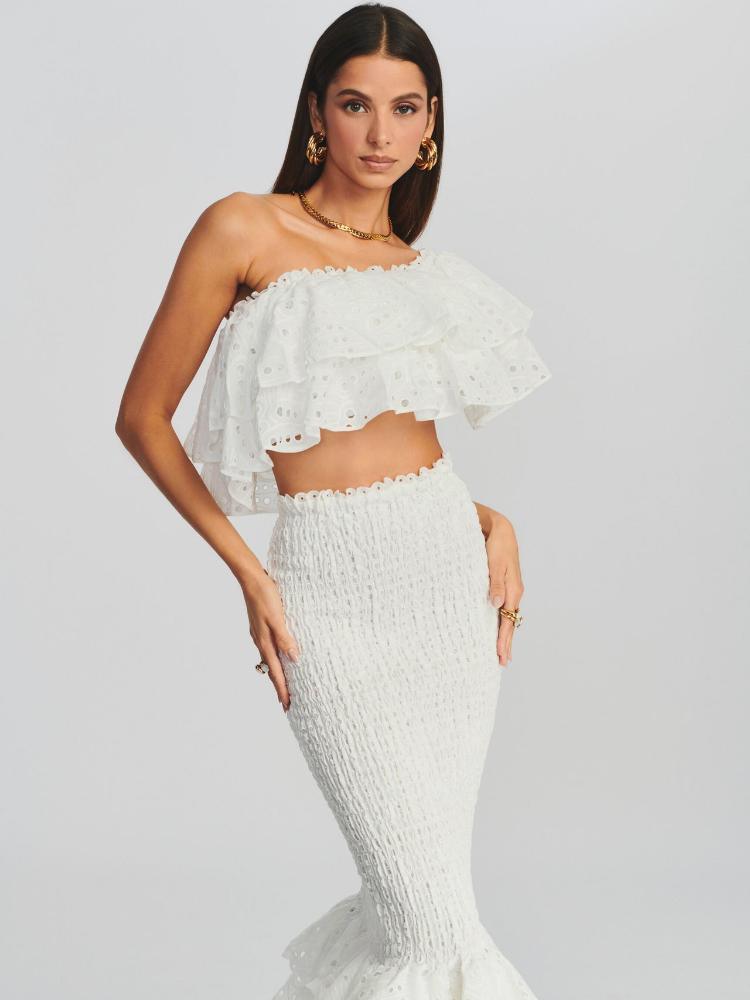 Tropical Bliss Ruffle Maxi-jurkset | Veelkleurig | Strandvakantie | Katoenen kant