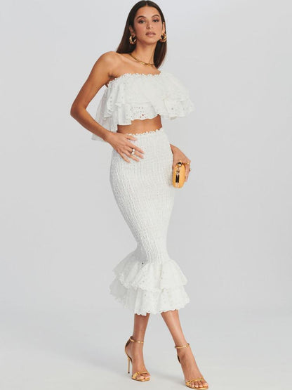 Tropical Bliss Ruffle Maxi-jurkset | Veelkleurig | Strandvakantie | Katoenen kant