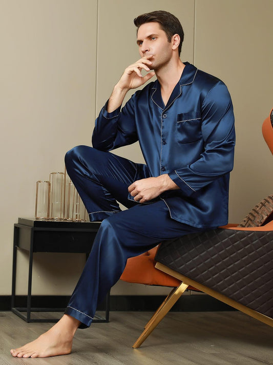 THÉO - Elegante zijden pyjama met contrasterende rand