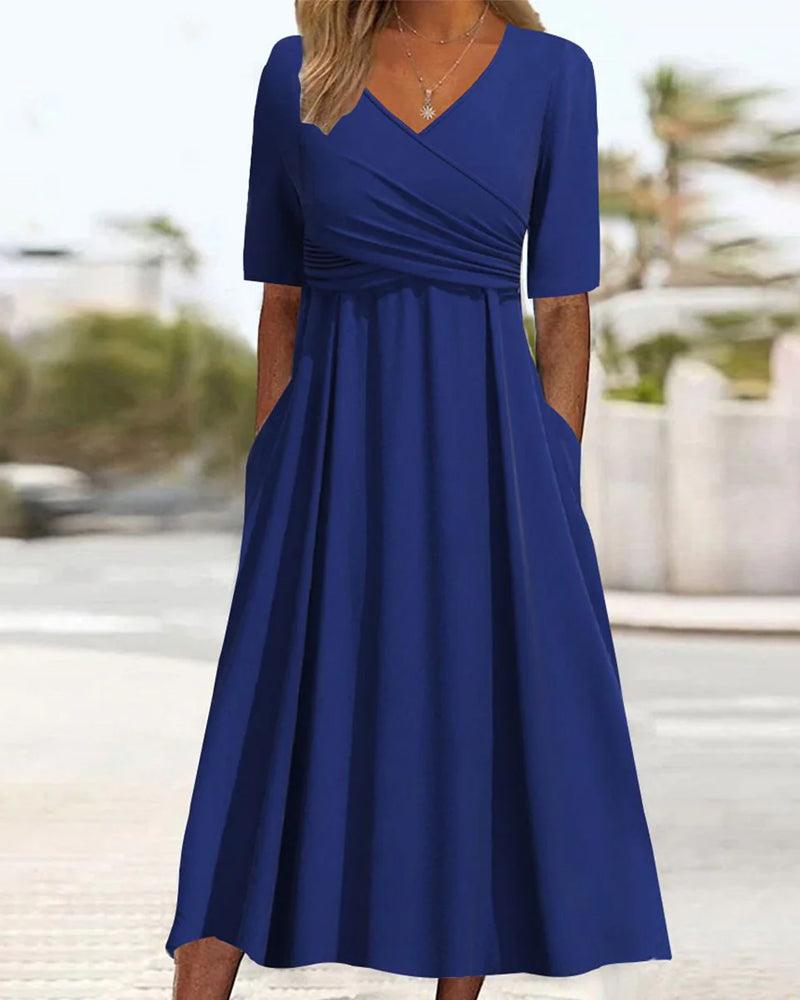 Sharon - Trendy V-Neck Dress - ZyraLux Dresses