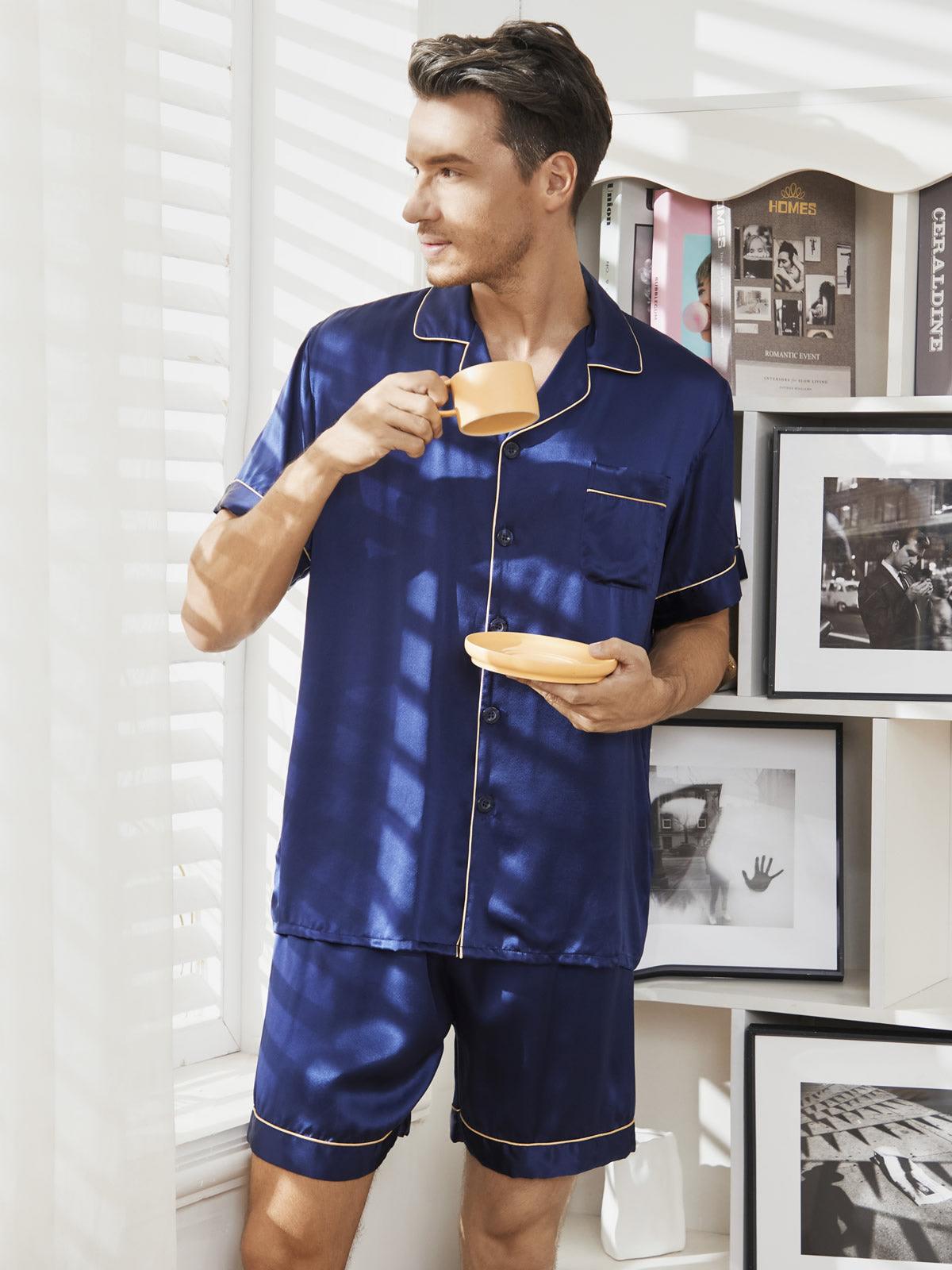 ALEX - Luxury Silk Short Pajamas for Men - ZyraLux