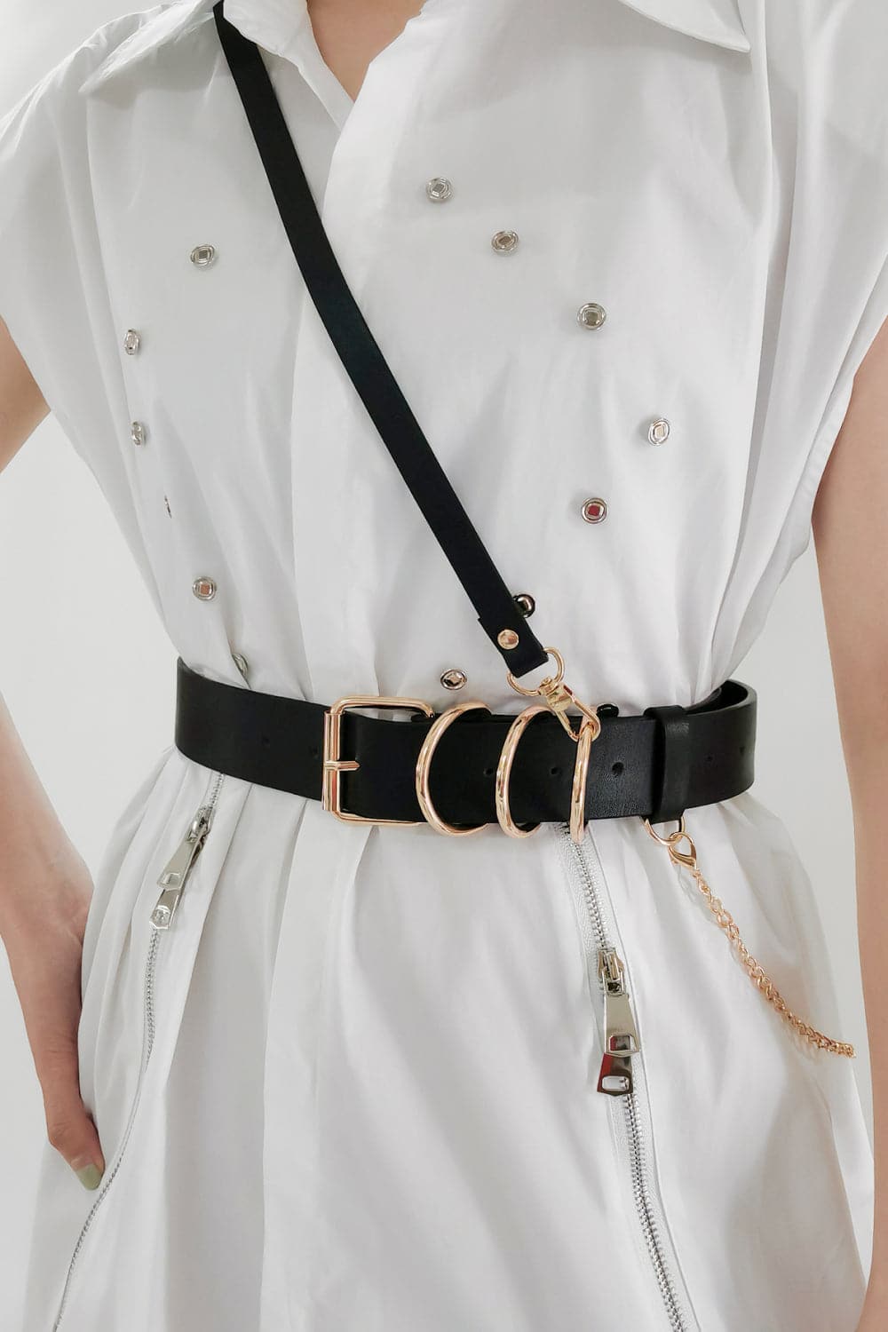 Edgy Punk-geïnspireerde PU-leren riem