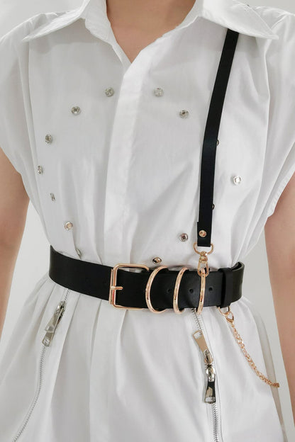 Edgy Punk-geïnspireerde PU-leren riem