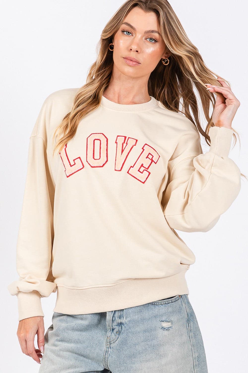 SAGE + FIG Enchanted Love Path Applicatie Oversized Sweatshirt