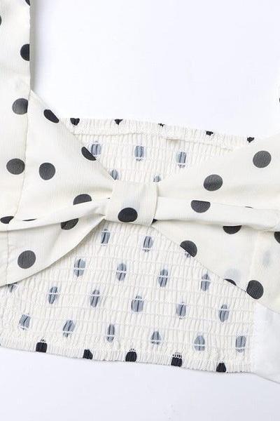 Retro Chic Polka Dot Set | White | Casual Wear | Cotton Blend - ZyraLux Kleding en accessoires