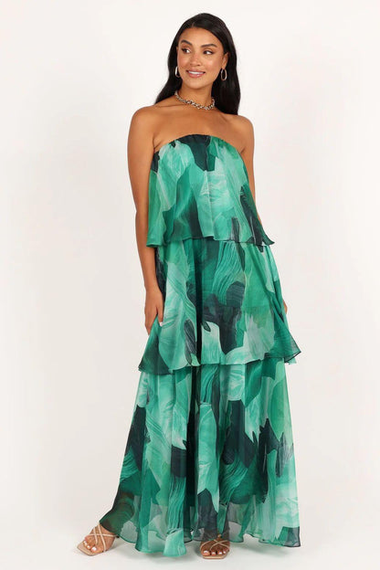 Elsie Layered Strapless Maxi Dress | Multicolor | Beach | Chiffon - ZyraLux Kleding en accessoires