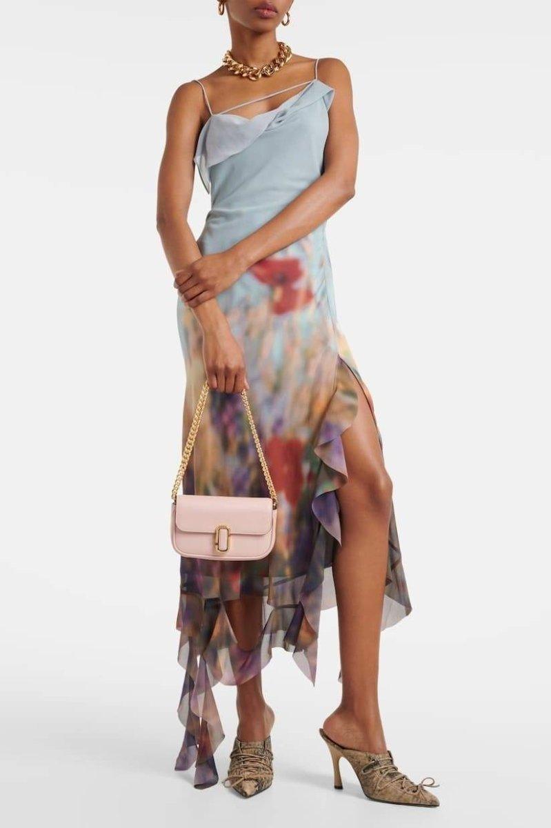 Elvira Floral Ruffle Midi Slip Dress | Color Mix | Cocktail | Chiffon - ZyraLux Kleding en accessoires