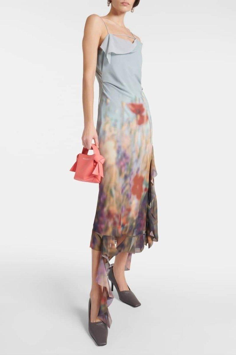 Elvira Floral Ruffle Midi Slip Dress | Color Mix | Cocktail | Chiffon - ZyraLux Kleding en accessoires