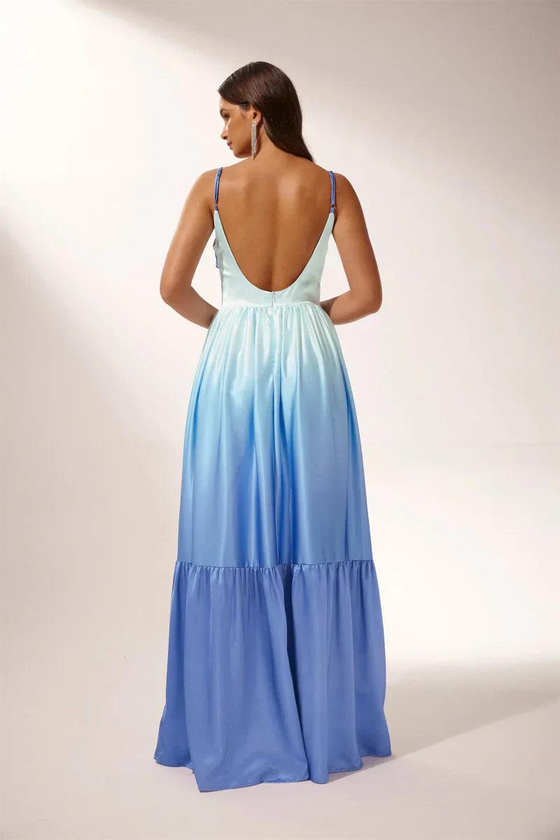 Ethel Cut-Out Gradient Maxi Slip Dress | Blue | Party | High-quality fabric blend - ZyraLux Kleding en accessoires