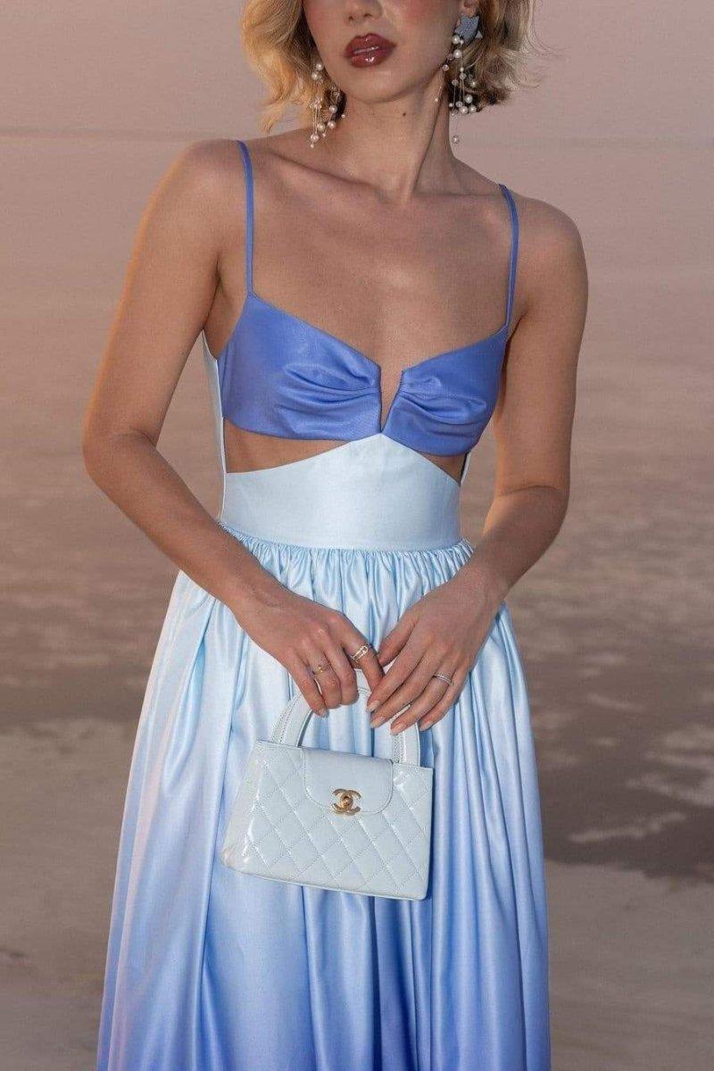 Ethel Cut-Out Gradient Maxi Slip Dress | Blue | Party | High-quality fabric blend - ZyraLux Kleding en accessoires