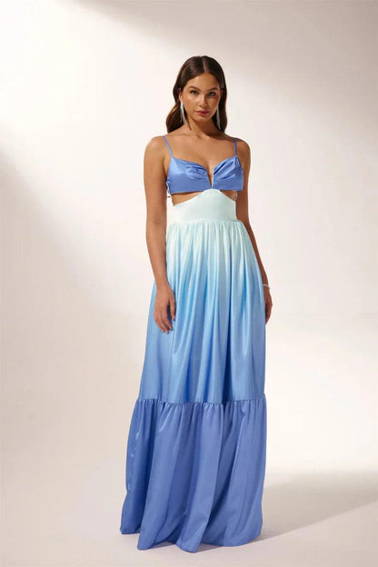 Ethel Cut-Out Gradient Maxi Slip Dress | Blue | Party | High-quality fabric blend - ZyraLux Kleding en accessoires