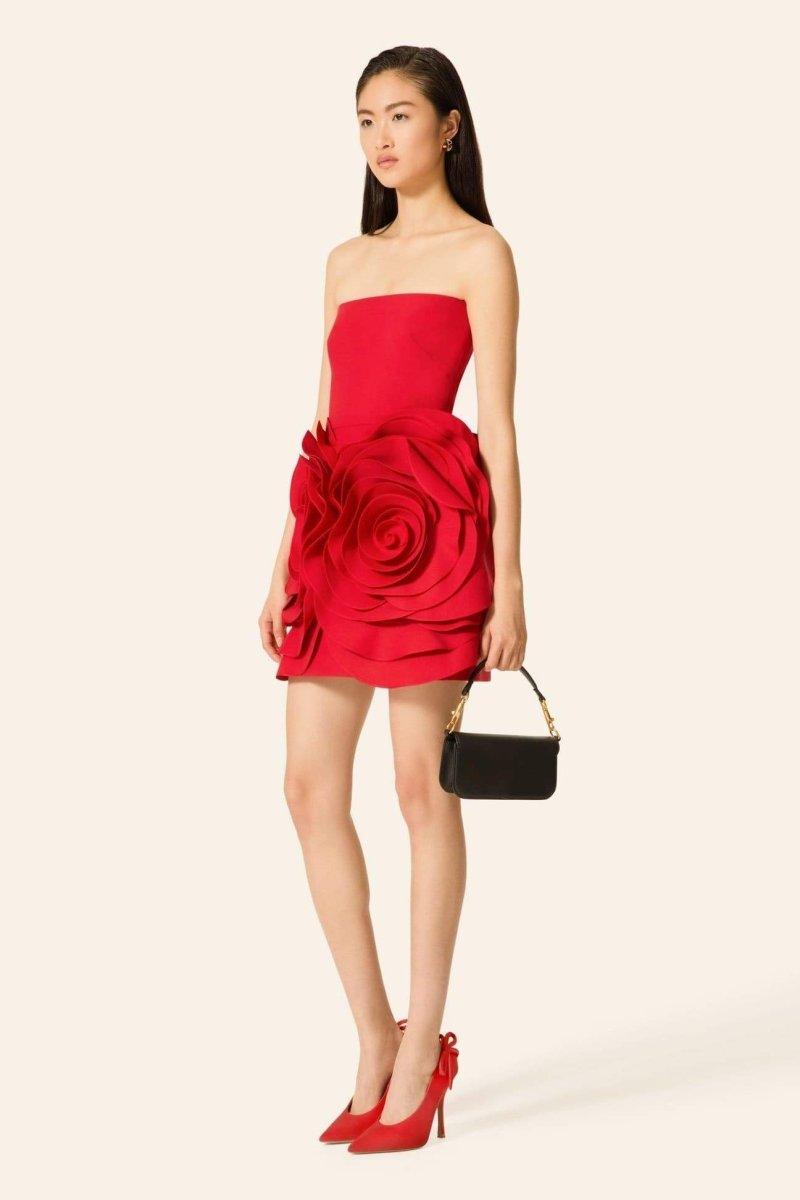 Eudora Flower Strapless Mini Dress | Red | Party | Polyester - ZyraLux Kleding en accessoires