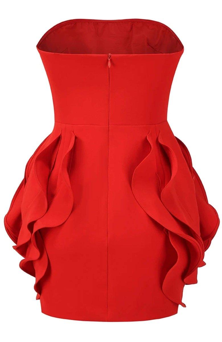 Eudora Flower Strapless Mini Dress | Red | Party | Polyester - ZyraLux Kleding en accessoires