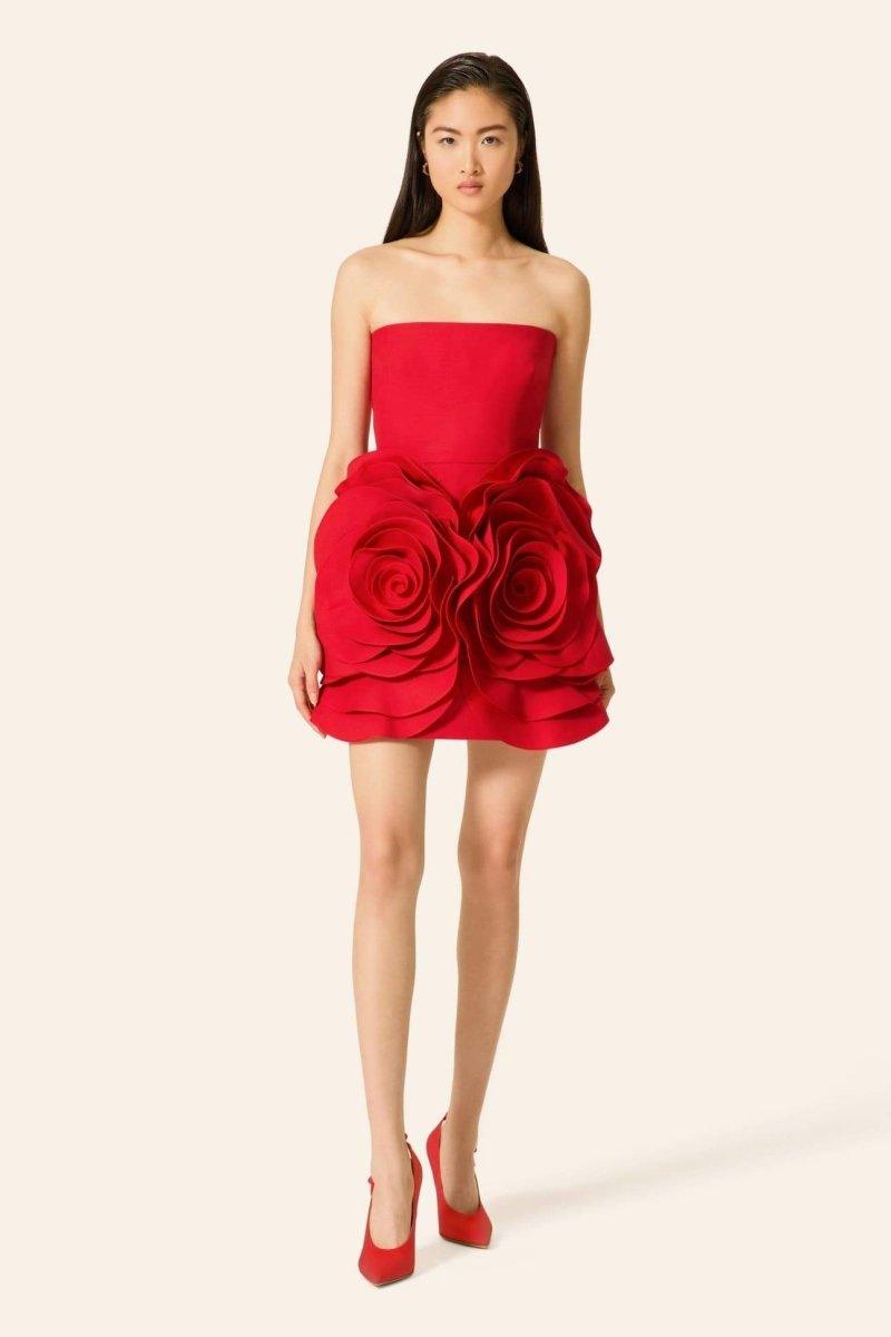 Eudora Flower Strapless Mini Dress | Red | Party | Polyester - ZyraLux Kleding en accessoires