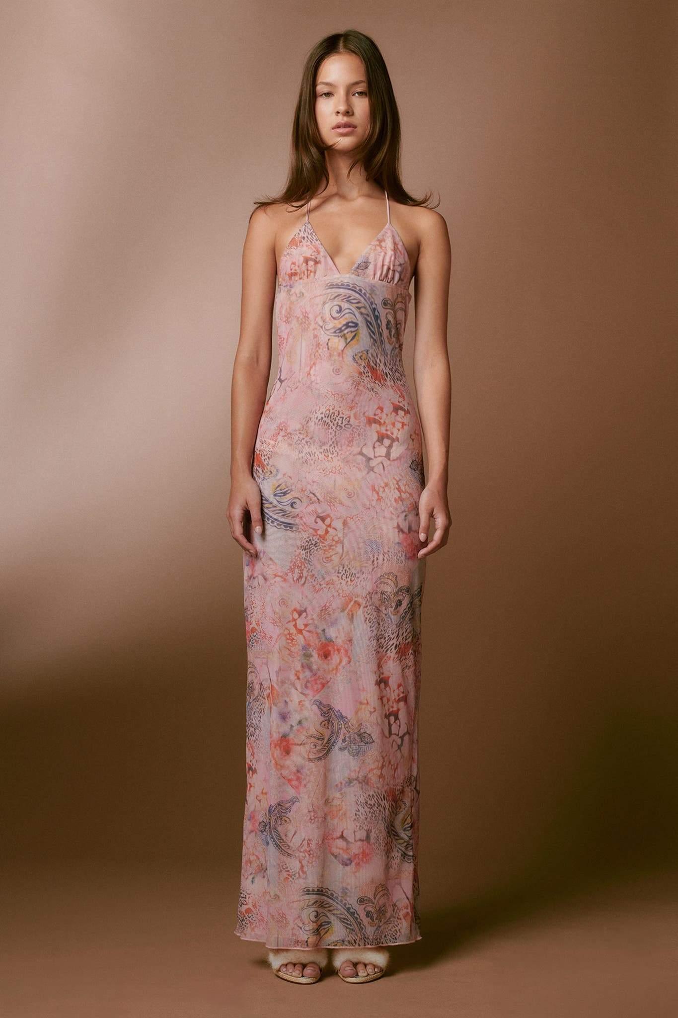 Whimsical Dreams Maxi-jurk | Roze | Avond elegantie | Zijdemix