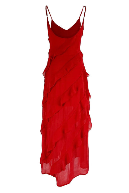 Radiant Ruffle Maxi Dress | Multicolor | Evening Soiree | Chiffon - ZyraLux Kleding en accessoires